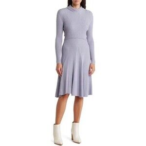 STITCHDROP 2-Fer Mock Neck Sweater Dress XS Alpine Frost Tank + Top Ribbed B41